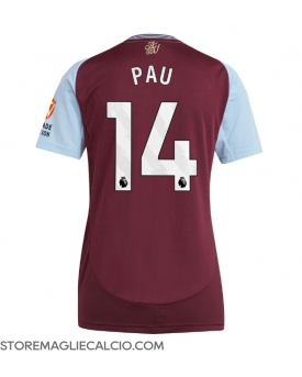 Aston Villa Pau Torres #14 Maglia Gara Casa Repliche 2024-25 Donna Maniche Corte